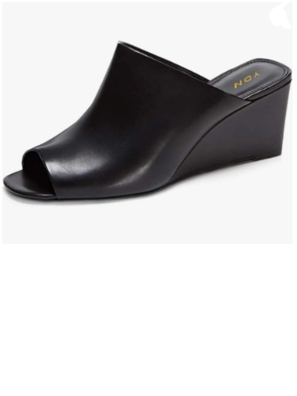 YDN Black Casual Peep Toe Slide Mules Wedge Heel Sandals Slip On Shoes
